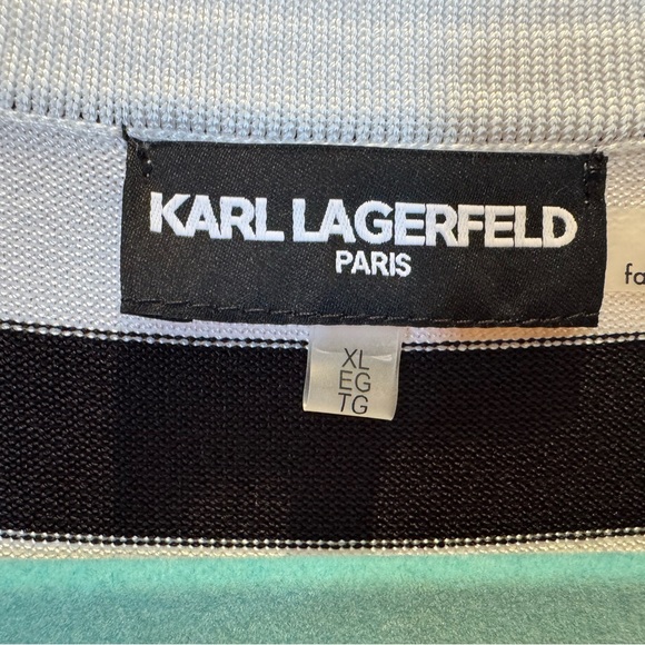 Karl Lagerfeld Striped Black and White Short Sleeve Top - Picture 3 of 4